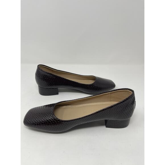 WEI MING XIN Shoes EUR 37 (US 6.5) Square Toe low block heel Faux Patent Plum - Picture 7 of 11